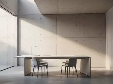 Minimalistische, moderne Architektur mit klaren Linien und weichem Licht in einem schlichten Innenraum. - Foto: über boerse-global.de