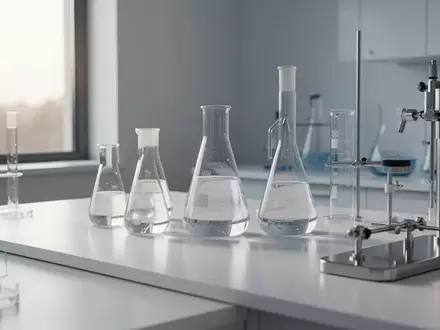 Ein minimalistisches Labor mit Glasgefäßen und wissenschaftlichen Arbeitsgeräten in hellem, natürlichem Licht. - Foto: über boerse-global.de