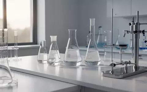 Ein minimalistisches Labor mit Glasgefäßen und wissenschaftlichen Arbeitsgeräten in hellem, natürlichem Licht. - Foto: über boerse-global.de