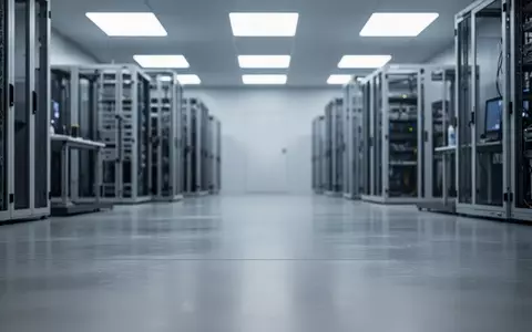 Ein minimalistischer, moderner Technikraum mit metallischen Server-Racks im Hintergrund und einem schlichten Betonboden. - Foto: über boerse-global.de
