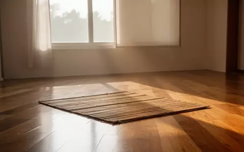 Ein minimalistischer, sonnendurchfluteter Raum mit einer einzelnen Bambusmatte auf einem Holzboden. - Foto: über boerse-global.de
