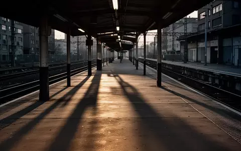 Ein leerer, in dämmriges Licht getauchter Bahnsteig mit langen Schatten auf dem Boden. - Foto: über boerse-global.de