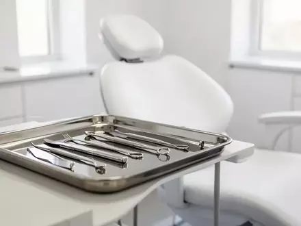 Ein helles, modernes Behandlungszimmer in einer Zahnarztpraxis mit einem leeren Behandlungsstuhl in natürlichem Licht. - Foto: über boerse-global.de