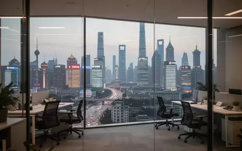 Moderner Bürokomplex mit Blick auf das Finanzviertel in Shanghai bei Dämmerung. - Foto: über boerse-global.de