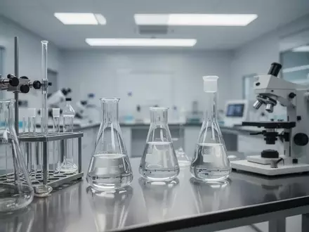 Ein steriles, modernes pharmazeutisches Labor mit Laborgeräten aus Glas und Edelstahl in einer hellen, professionellen Umgebung. - Foto: über boerse-global.de