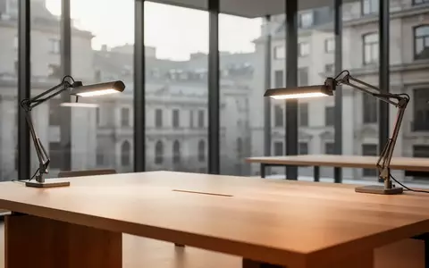 Ein minimalistisches, lichtdurchflutetes Designstudio mit einem sauberen Holztisch vor einer großen Fensterfront. - Foto: über boerse-global.de