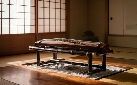 Ein traditioneller Guqin auf einem Holztisch in einem minimalistischen, lichtdurchfluteten Raum zur Entspannung. - Foto: über boerse-global.de