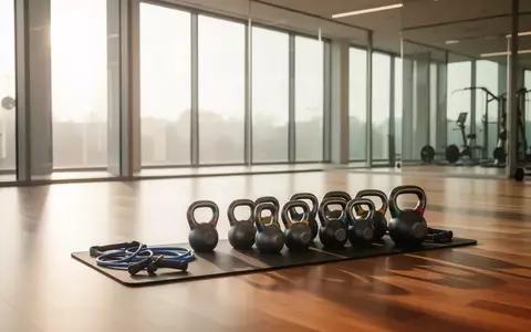 Ein minimalistisches, helles Fitnessstudio mit Hanteln und Widerstandsbändern auf einer Matte bei natürlichem Tageslicht. - Foto: über boerse-global.de