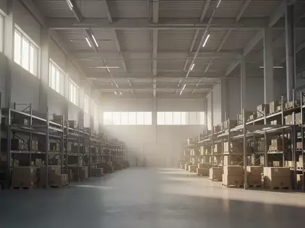 Ein minimalistisches, modernes Industrielager mit Regalsystemen und natürlichem Lichteinfall. - Foto: über boerse-global.de