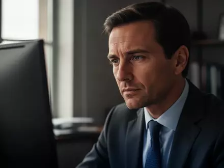 Ein besorgter Investor schaut auf einen Monitor in einem professionellen Büro. - Foto: über boerse-global.de