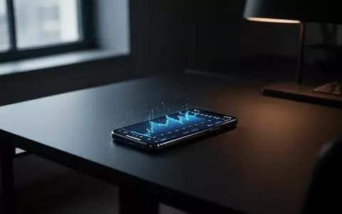 Ein minimalistischer Schreibtisch mit einem Smartphone, das ein digitales Chart anzeigt, in einem abgedunkelten Raum. - Foto: über boerse-global.de
