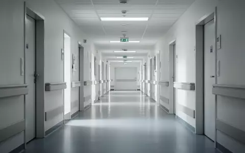 Ein leerer, hell beleuchteter Krankenhausflur mit sterilen Oberflächen und reflektierendem Boden. - Foto: über boerse-global.de