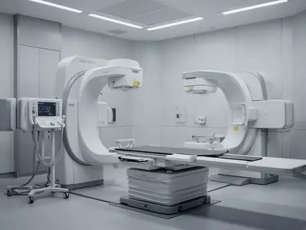Ein steriler, modern eingerichteter medizinischer Diagnostikraum mit neutraler Beleuchtung und Fokus auf die klinische Architektur. - Foto: über boerse-global.de