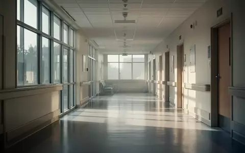 Ein leerer, sonnendurchfluteter Krankenhausflur mit moderner Architektur und klaren Linien. - Foto: über boerse-global.de