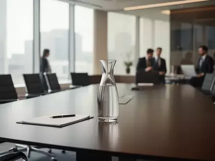 Moderner, leerer Konferenztisch in einem hellen Bürogebäude mit natürlichem Lichteinfall. - Foto: über boerse-global.de