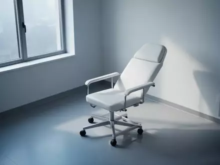Ein leerer, minimalistischer Untersuchungsraum in einer medizinischen Praxis mit natürlichem Lichteinfall. - Foto: über boerse-global.de