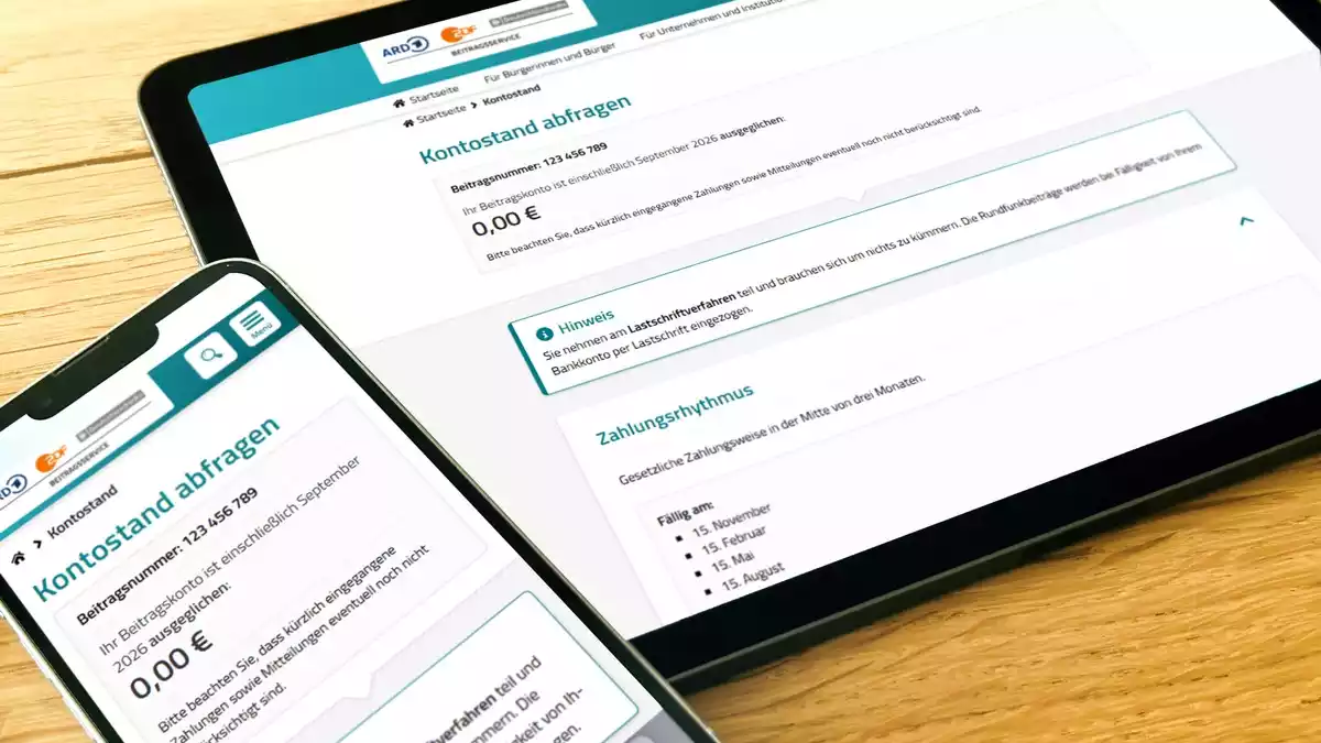 Rundfunkbeitrag: Abfrage des Kontostands jetzt online möglich - Bild: presseportal.de