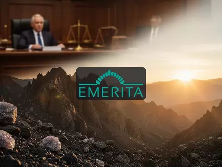 Abstrakte Darstellung eines Gerichtssaals mit aufgehender Sonne über einer Berglandschaft als Symbol für Rohstoffexploration - Foto: über boerse-global.de