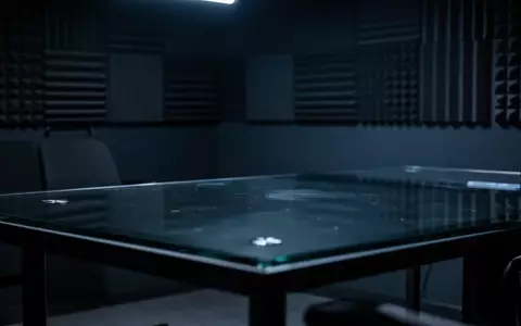 Ein minimalistisches, professionelles Ton- und Videostudio mit dunkler Beleuchtung und einer leeren, glatten Schreibtischoberfläche. - Foto: über boerse-global.de