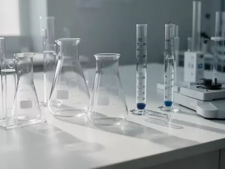 Laborumgebung mit Glasbechern und wissenschaftlichen Messgeräten auf einer weißen Oberfläche. - Foto: über boerse-global.de