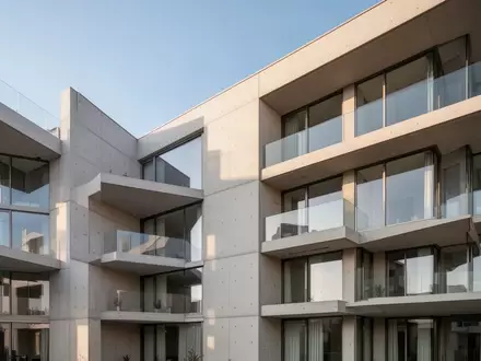 Moderne Wohnhausfassade bei Tageslicht als Symbol für Wohnkosten und Mietrichtwerte. - Foto: über boerse-global.de