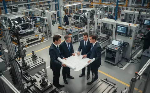 Geschäftspartner bei der Besprechung in einer modernen Fertigungshalle für Automobilkomponenten. - Foto: über boerse-global.de