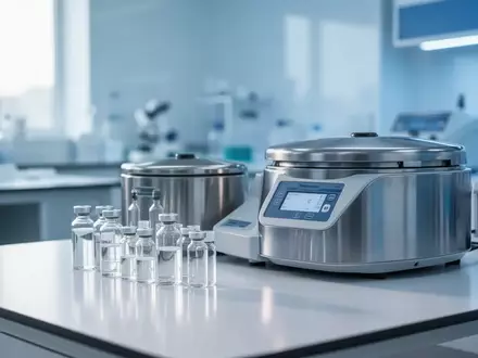 Sterile Laborumgebung mit medizinischen Glasfläschchen und zentrifugaler Ausrüstung zur Plasmaverarbeitung. - Foto: über boerse-global.de