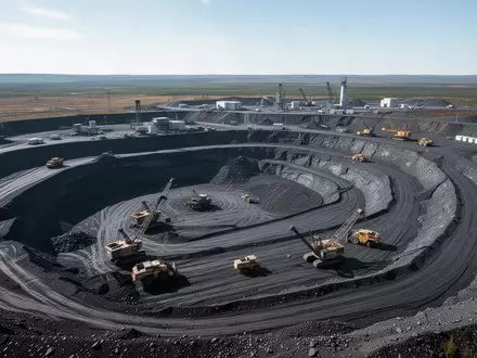 Ein modernes Graphit-Bergwerk mit schwerem Gerät in einer weitläufigen Industrielandschaft. - Foto: über boerse-global.de