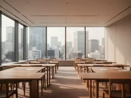 Ein heller, moderner Konferenzraum in Tokio mit minimalistischem Interieur und Tageslichteinfall. - Foto: über boerse-global.de