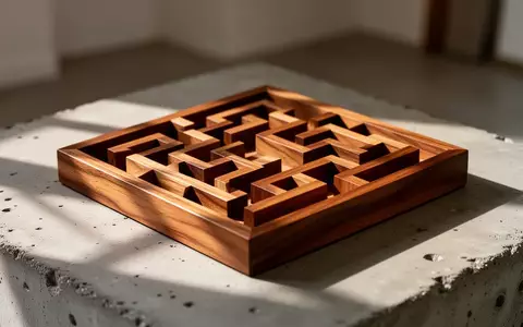 Ein hölzernes Labyrinth-Puzzle auf einer Betonoberfläche als Symbol für kognitive Herausforderungen und Orientierung. - Foto: über boerse-global.de