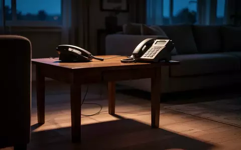 Ein stilles Wohnzimmer bei Dämmerung mit einem klassischen Festnetztelefon auf einem Beistelltisch. - Foto: über boerse-global.de