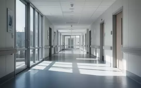 Moderner, heller Krankenhausflur mit einfallendem Tageslicht und klaren architektonischen Linien. - Foto: über boerse-global.de