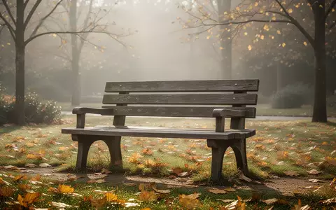 Ein einsamer Parkbank in einem herbstlichen Garten bei sanftem Morgenlicht. - Foto: über boerse-global.de