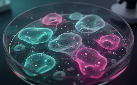 Mikroskopische Aufnahme zellulärer Strukturen mit fluoreszierenden Markierungen in einem Labor. - Foto: über boerse-global.de