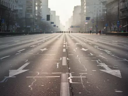 Eine leere Laufstrecke auf einer asphaltierten Stadtstraße bei morgendlichem Licht. - Foto: über boerse-global.de