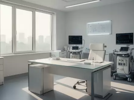 Ein heller, moderner Behandlungsraum in einer medizinischen Einrichtung mit minimalistischer Ausstattung und natürlichem Licht. - Foto: über boerse-global.de