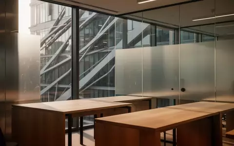 Ein minimalistisch gestalteter, leerer Arbeitsbereich in einem modernen Bürogebäude mit hellem Tageslicht. - Foto: über boerse-global.de