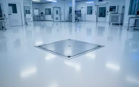 Eine hochmoderne, sterile Reinraumumgebung in einer Halbleiterfabrik mit glänzendem Boden und integrierten Bodenmodulen. - Foto: über boerse-global.de