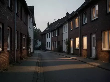 Eine ruhige Wohnstraße in der Dämmerung mit Häuserfassaden und geschlossenen Fenstern. - Foto: über boerse-global.de