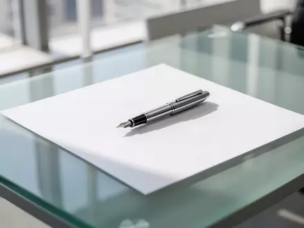 Ein hochwertiger Füllfederhalter auf einem leeren weißen Blatt Papier auf einem modernen Büroschreibtisch. - Foto: über boerse-global.de