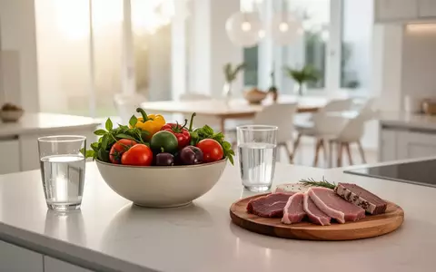 Ein heller, minimalistischer Küchentisch mit frischem mediterranem Gemüse und einer ausgewogenen Mahlzeit. - Foto: über boerse-global.de