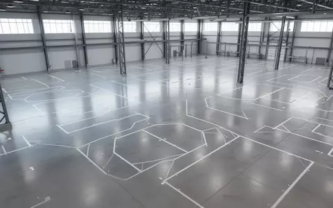 Eine weitläufige, moderne Industriehalle mit poliertem Betonboden und modular angeordneten, leeren Montagebereichen. - Foto: über boerse-global.de