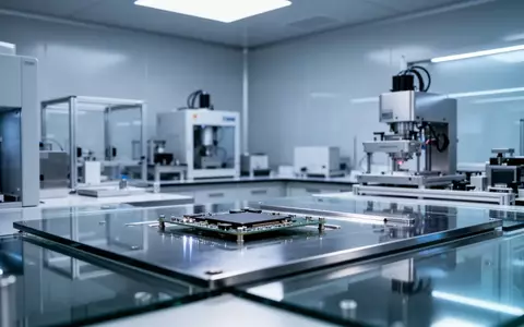 Ein minimalistisches, modernes Labor mit glatten Oberflächen und präziser Fertigungstechnik in kühlem, atmosphärischem Licht. - Foto: über boerse-global.de