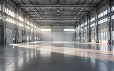 Eine weitläufige, leere Industriehalle mit poliertem Betonboden und natürlichem Lichteinfall durch große Fenster. - Foto: über boerse-global.de