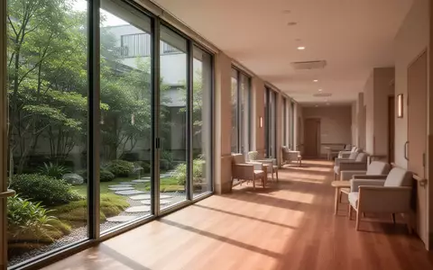 Ein heller, ruhiger Flur in einer modernen Pflegeeinrichtung mit Blick auf einen Garten, der eine Atmosphäre der Stille vermittelt. - Foto: über boerse-global.de