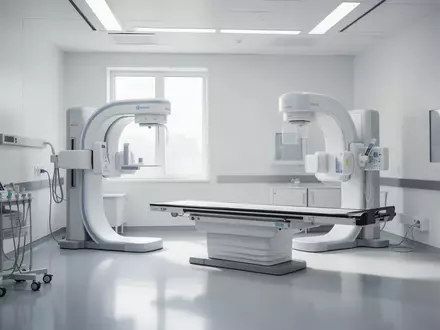 Ein steriler, moderner Diagnostikraum in einer Lungenklinik mit heller, sachlicher Atmosphäre und ohne technische Geräte. - Foto: über boerse-global.de