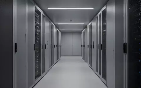 Ein minimalistischer, moderner Serverraum-Korridor mit neutralen architektonischen Linien und sanfter Beleuchtung. - Foto: ĂĽber boerse-global.de