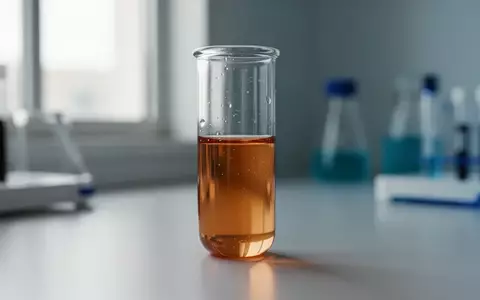 Ein medizinisches Probenröhrchen mit einer klaren Flüssigkeit auf einem Labortisch zur Veranschaulichung der Biomarker-Forschung. - Foto: über boerse-global.de