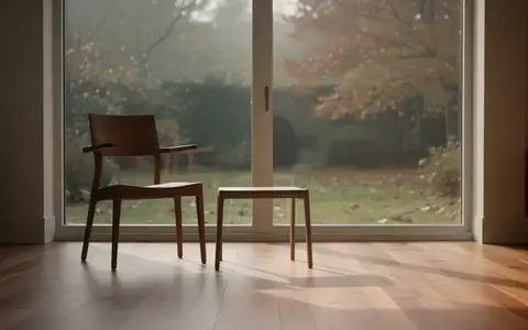 Ein sonnendurchflutetes Wohnzimmer mit einem leeren Stuhl vor einem Fenster, das den Blick auf einen ruhigen Garten freigibt. - Foto: über boerse-global.de