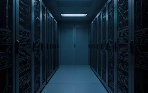 Ein minimalistischer, in blaues Licht getauchter Serverraum mit metallischen Rack-Strukturen und Belüftungssystemen. - Foto: über boerse-global.de